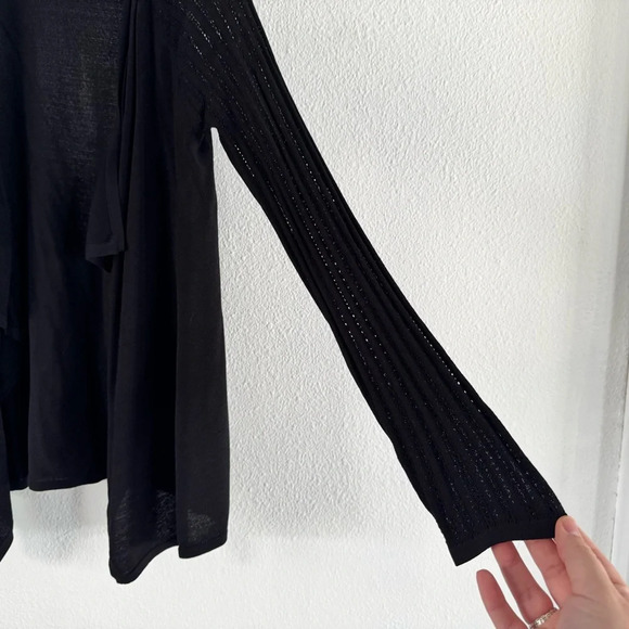 Drape Collar Staple Cardigan Sweater Layering Open Knit Open Front Medium - Picture 3 of 10
